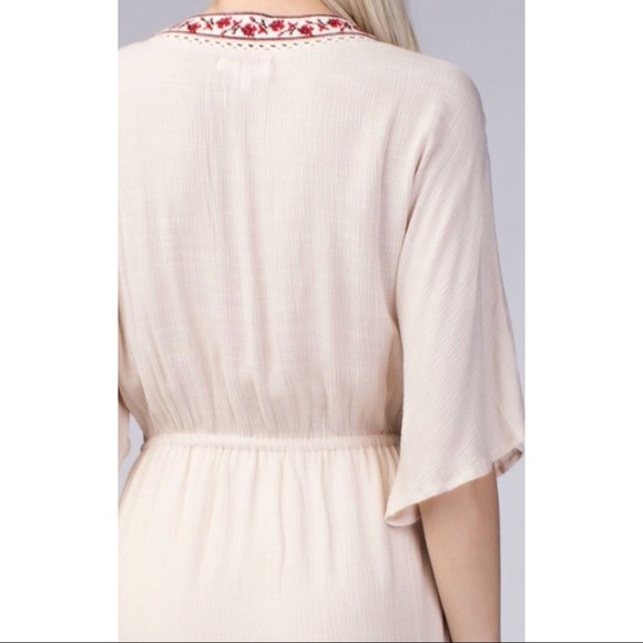 Embroidered trim kimono sleeve midi dress - Picture 4 of 8